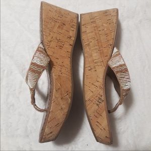 Sam Edelman Size 8M Rosa Beaded Sandle Wedge Cork